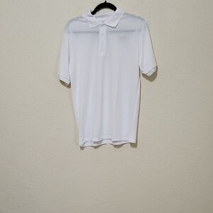 White Polo Shirt with Lightweight Knit and Short Sleeves
